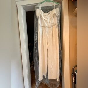 Cuffed Off-the-Shoulder Stretch Crepe Jumpsuit